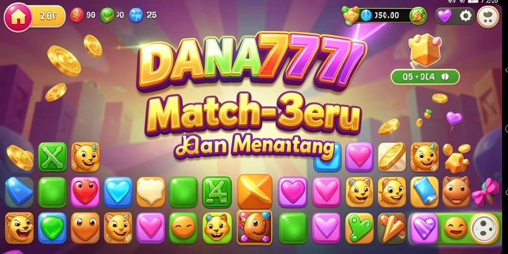 Tampilan gameplay DANA777 yang seru dan menantang di level Match-3.