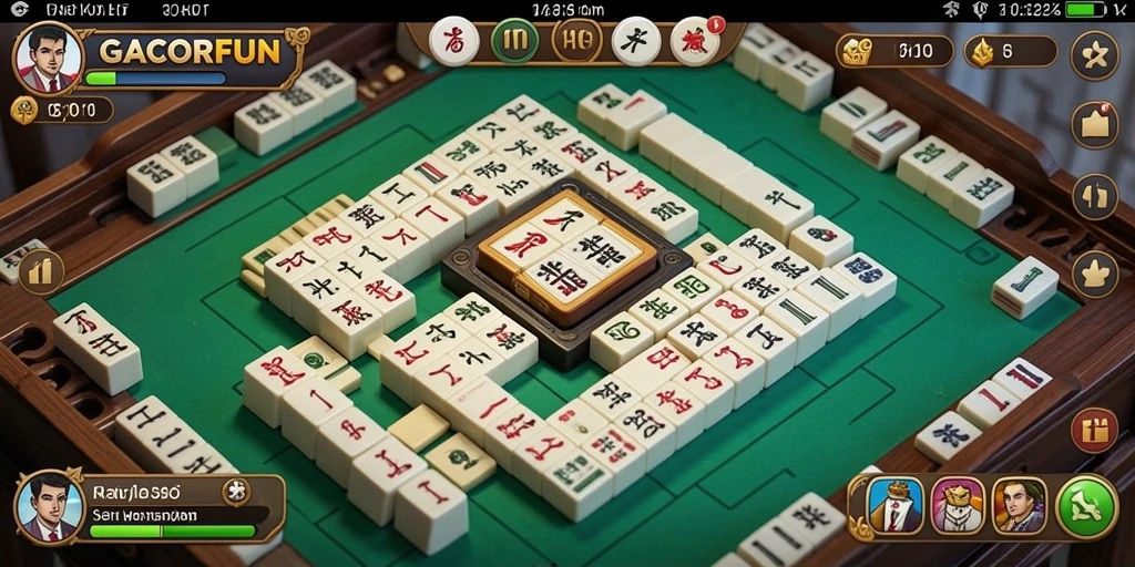 Screenshot gameplay GACORFUN menunjukkan tantangan seru di permainan Mahjong.