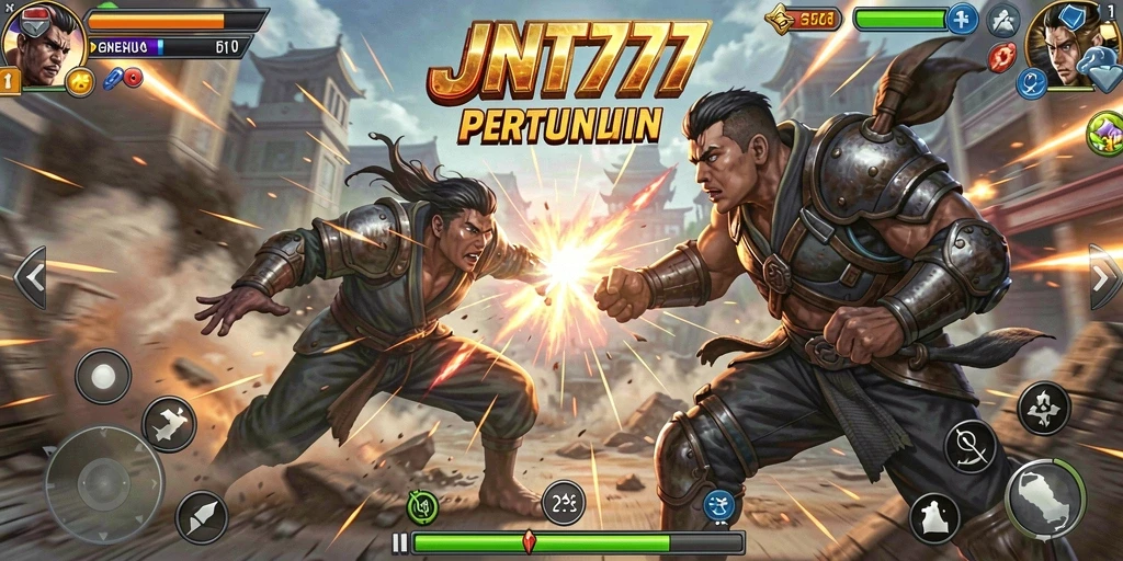 Tampilan gameplay mendebarkan di JNT777 dengan pertarungan yang intens.