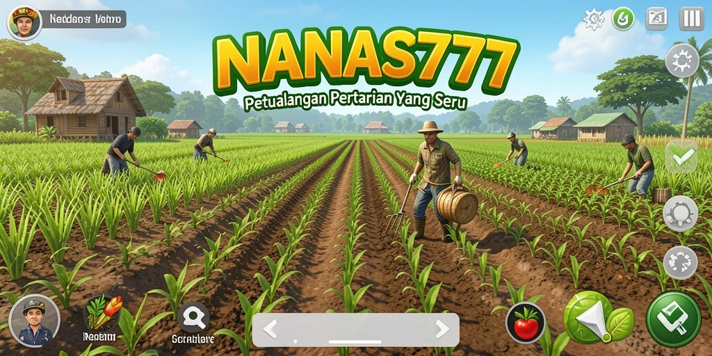 Tampilan gameplay NANAS777 yang menampilkan aktivitas pertanian yang menyenangkan.
