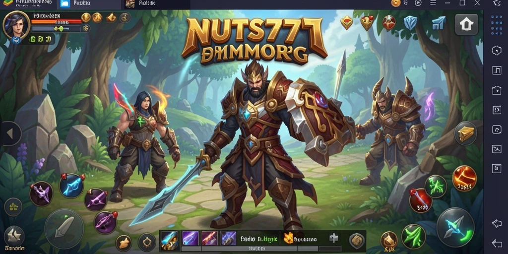 Screenshot gameplay NUTS777 menampilkan karakter beraksi dalam pertempuran epik.