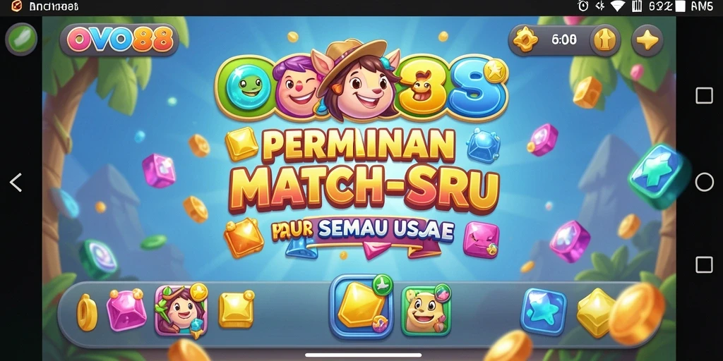 Screenshot gameplay OVO88 yang menggambarkan keseruan permainan Match-3.