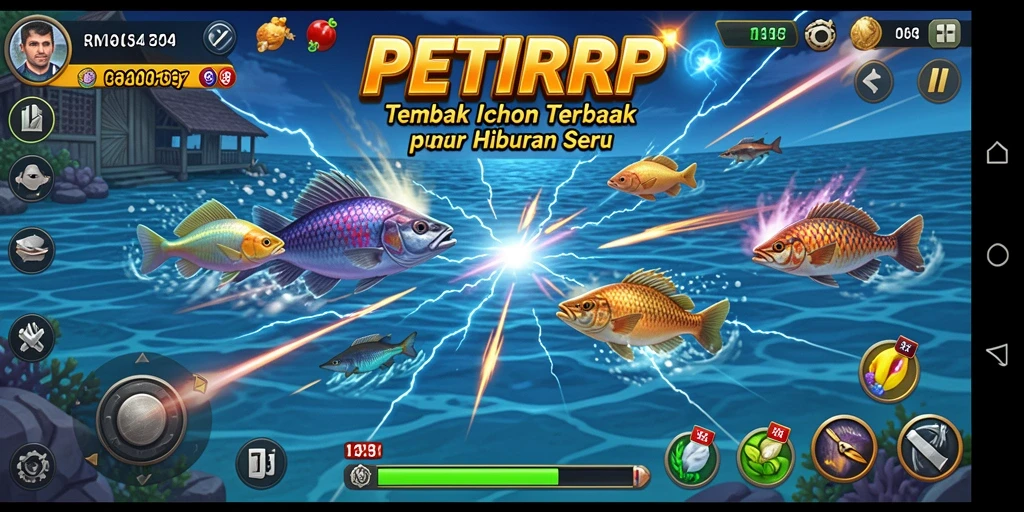 Tampilan gameplay seru dalam PETIRRP dengan berbagai jenis ikan.