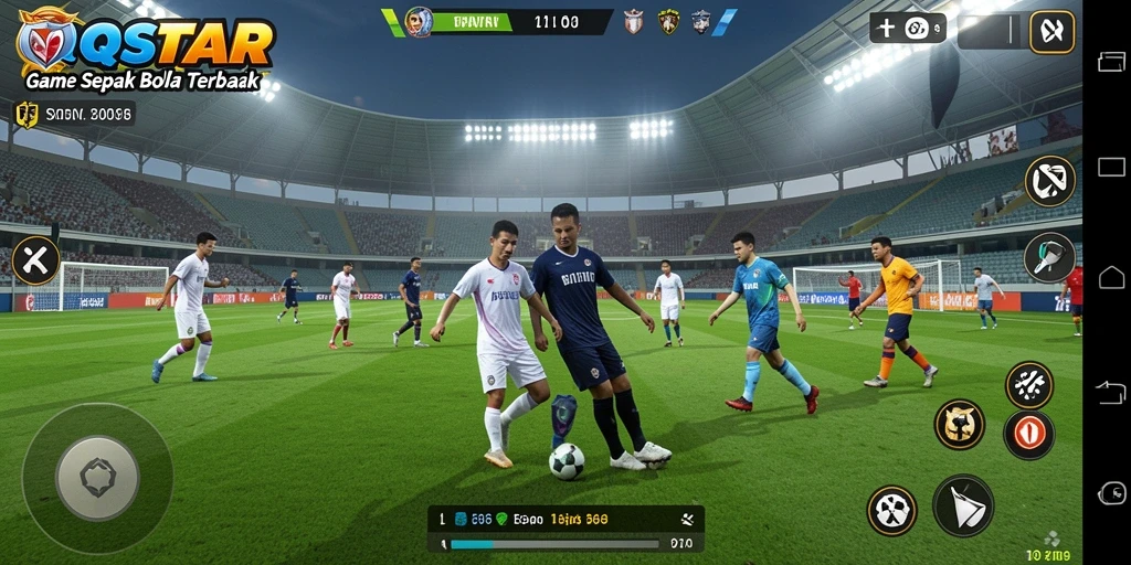 Tampilan gameplay QQSTAR yang mengesankan dalam pertandingan sepak bola.