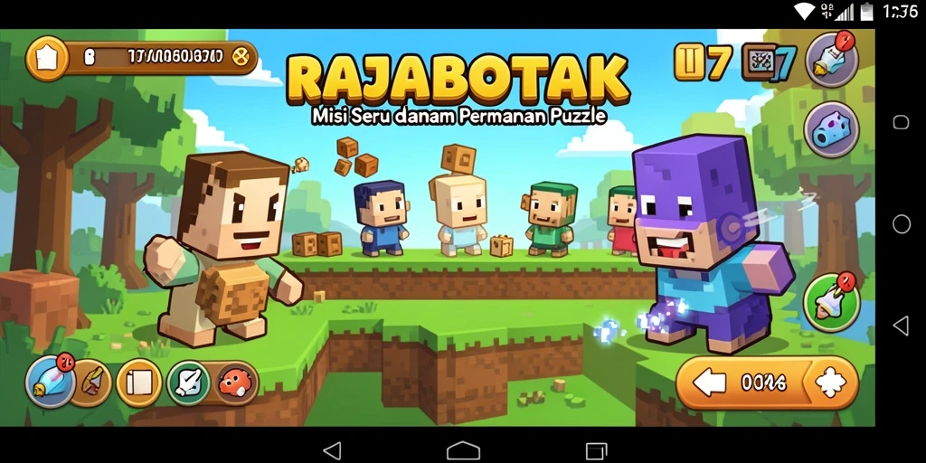 Tampilan gameplay RAJABOTAK yang menantang dan penuh warna.