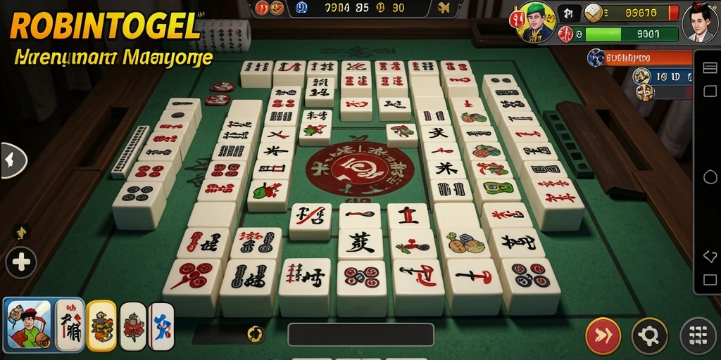 Screenshot gameplay ROBINTOGEL dengan desain ubin Mahjong yang menarik.
