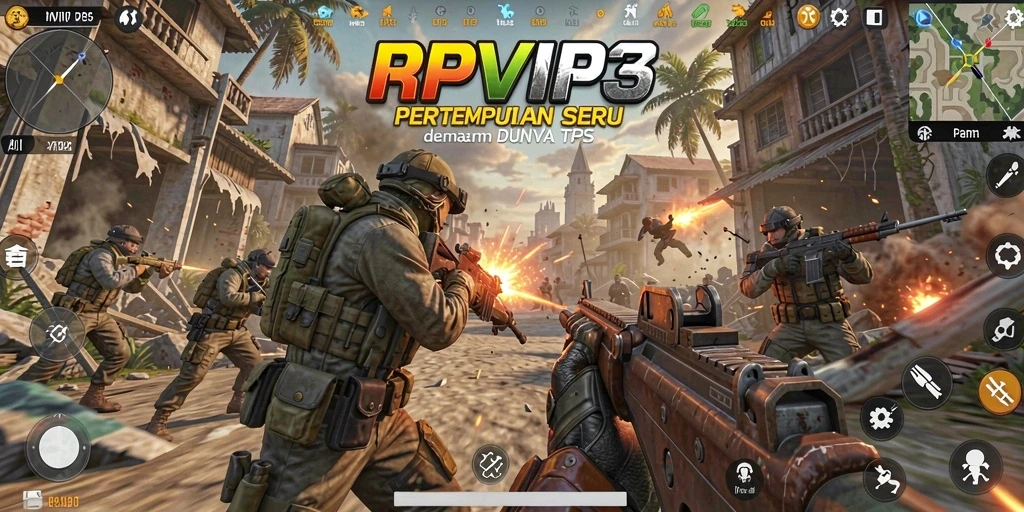 Tangkapan layar RPVIP3 menampilkan aksi seru dalam pertempuran TPS.
