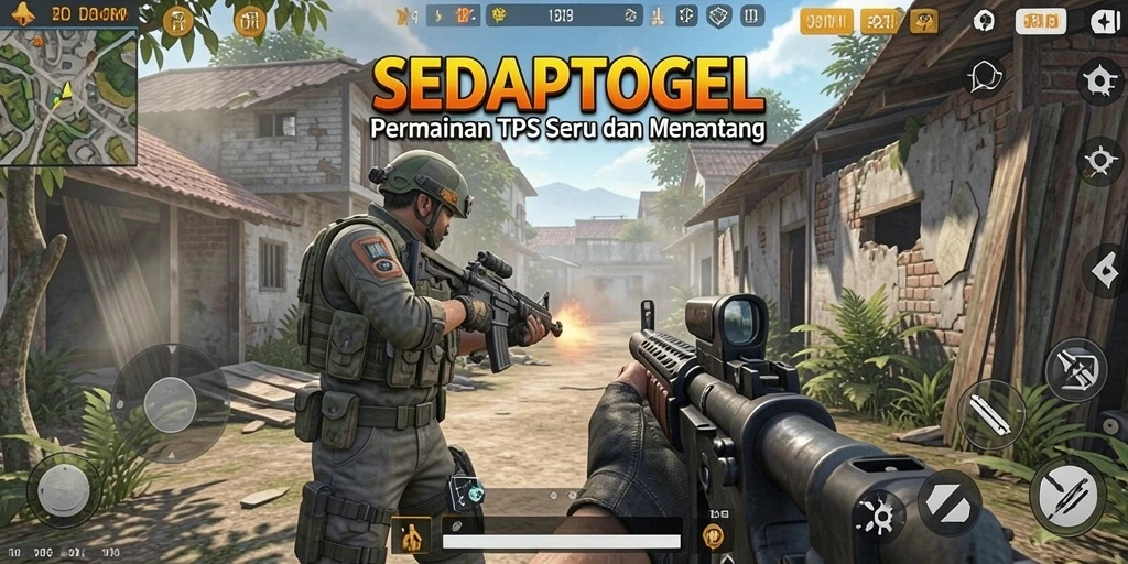 Gameplay seru SEDAPTOGEL dengan aksi tembak-menembak yang intens.