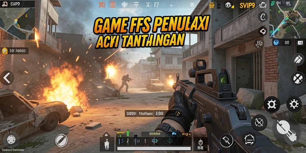 Screenshot gameplay SVIP9 yang menunjukkan aksi tembak-menembak intens.