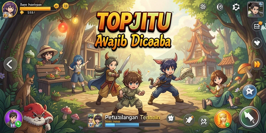 Screenshot game TOPJITU dengan karakter anime yang menampilkan aksi seru.